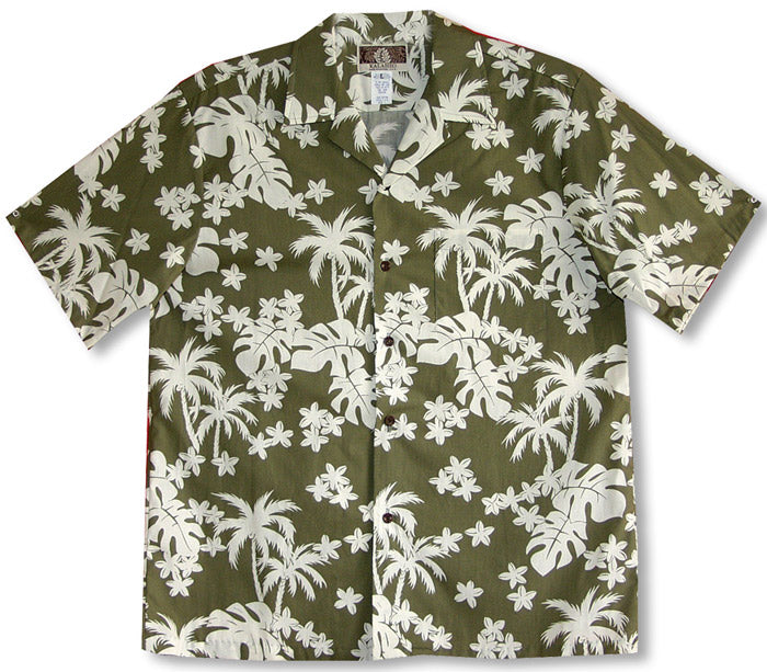 PEACHED COTTON Coconut Tree Garden Shirt