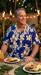 Colossal Hibiscus Plumeria Men's Shirt — Men's Cotton Shirts — Pacific Legend (view 5)