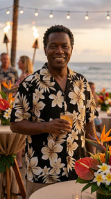 Colossal Hibiscus Plumeria Men's Shirt — Men's Cotton Shirts — Pacific Legend (view 3)