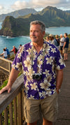 Colossal Hibiscus Plumeria Men's Shirt — Men's Cotton Shirts — Pacific Legend