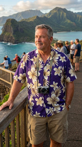 Colossal Hibiscus Plumeria Men's Shirt — Men's Cotton Shirts — Pacific Legend