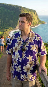 Colossal Hibiscus Plumeria Men's Shirt — Men's Cotton Shirts — Pacific Legend (view 7)