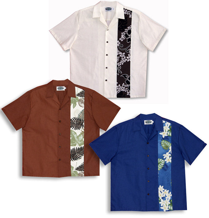 Contrast Garden Panel Men's Aloha Style Shirt