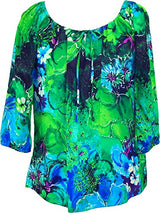 RJC Womens Beauteous Flower Poetry Peasant Blouse