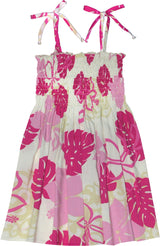 Monstera Season Girl's Smocked — Girls Dresses — MauiShirts (view 3)