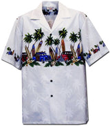 Old Times Woodie Surfboard Chest Band Shirt — Men's Cotton Shirts — Pacific Legend (view 10)