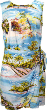 Paradise Island Surf Women's Mock Wrap Hawaiian Sarong Dress