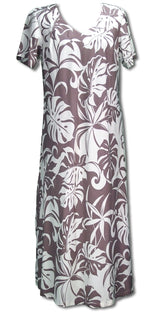 Delicate Tropical V-Neck Evening Dress