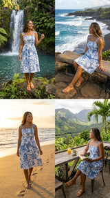 Delicate Tropical Women's Hawaiian Smocked Dress