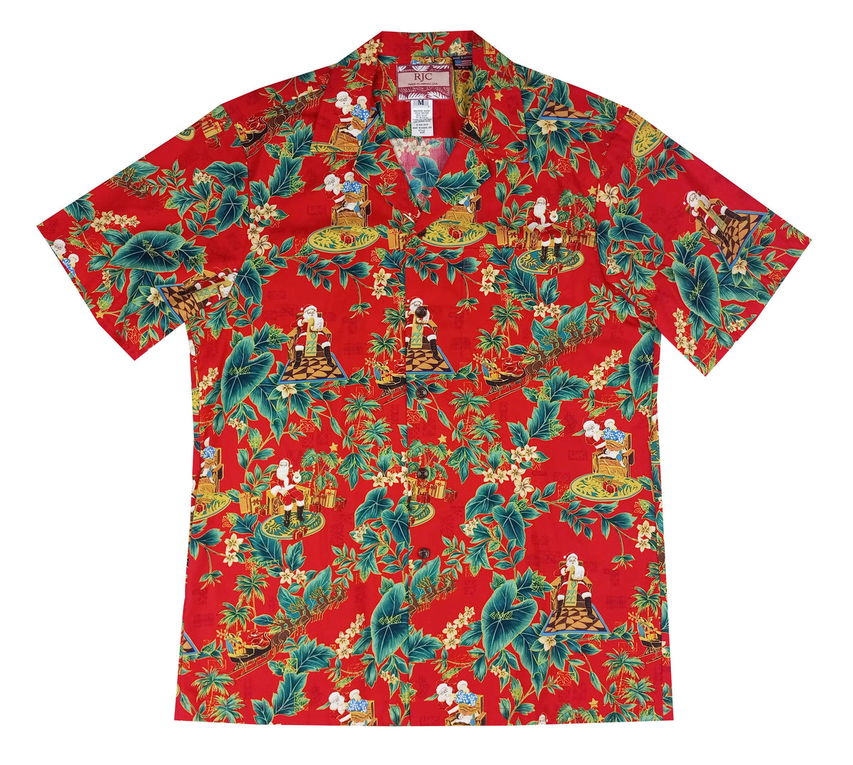 Taro Leaf Plumeria Santa Throne Men's Shirt — Men's Cotton Shirts — RJC