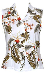 Hawaiian Orchid Women's Sleeveless Blouse — Women's Rayon Blouses — Paradise Found (view 8)