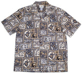 Block Honu (Tapa) men's Hawaiian shirt — Men's Cotton Shirts — Two Palms (view 6)