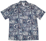 Block Honu (Tapa) men's Hawaiian shirt — Men's Cotton Shirts — Two Palms