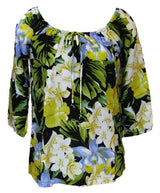 RJC Womens Hawaiian Jungle Flower Peasant Blouse