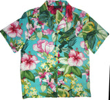 RJC Parakeet Lush Garden Women's Hawaiian Camp Shirt – Rayon, Made in Hawaii