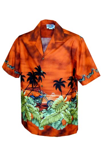 Motorcycle Hawaiian Sunset Men's Shirt — Men's Cotton Shirts — Pacific Legend