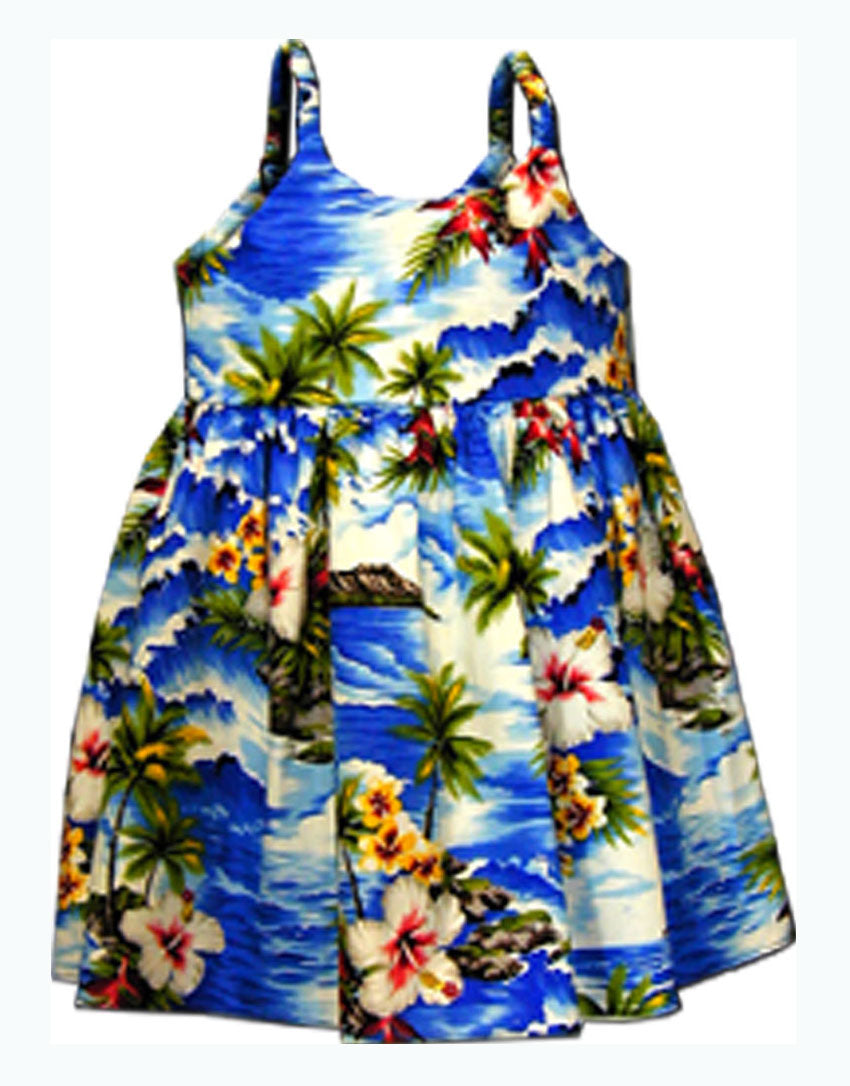 Diamond Head Ocean Waves girl's bungee dress — Girls Dresses — MauiShirts