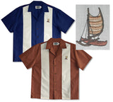 Embroidered Outrigger Canoe Men's Bowling Shirt
