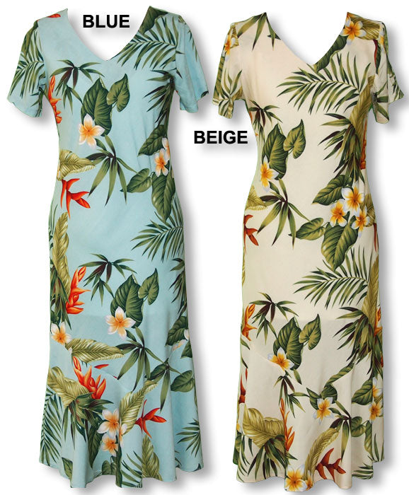 Enchanting Tropical Bias Cut Tea Length