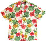 Red Hibiscus Golden Pineapples Men's Shirt — Men's Cotton Shirts — RJC (view 3)