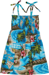 Hibiscus Hawaiian Islands Girls Smocked Dress — Girls Dresses — MauiShirts (view 9)