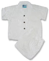 Custom Made - Fern Leaf Garden Boys Wedding White 2pc