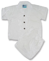 Custom Made - Fern Leaf Garden Boys Wedding White 2pc
