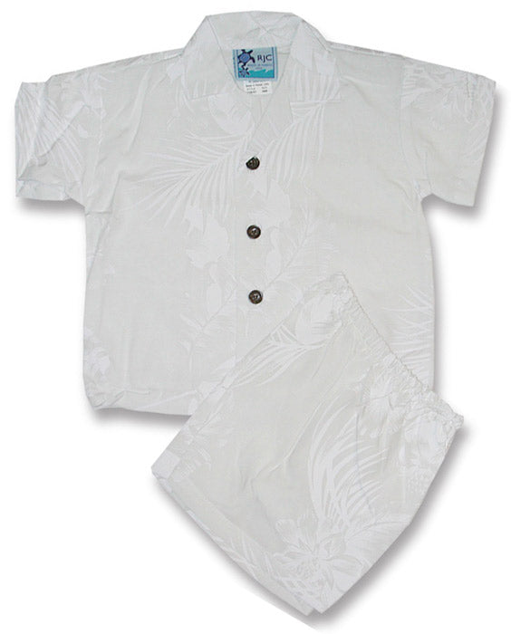 Custom Made - Fern Leaf Garden Boys Wedding White 2pc