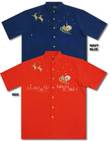 Flying Santa North Pole Men's Embroidered Shirt