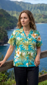 Full Bloom Women's Hawaiian Camp Shirt
