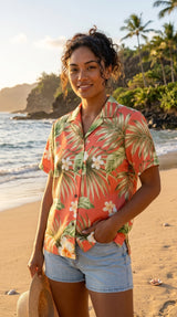 Full Bloom Women's Hawaiian Camp Shirt
