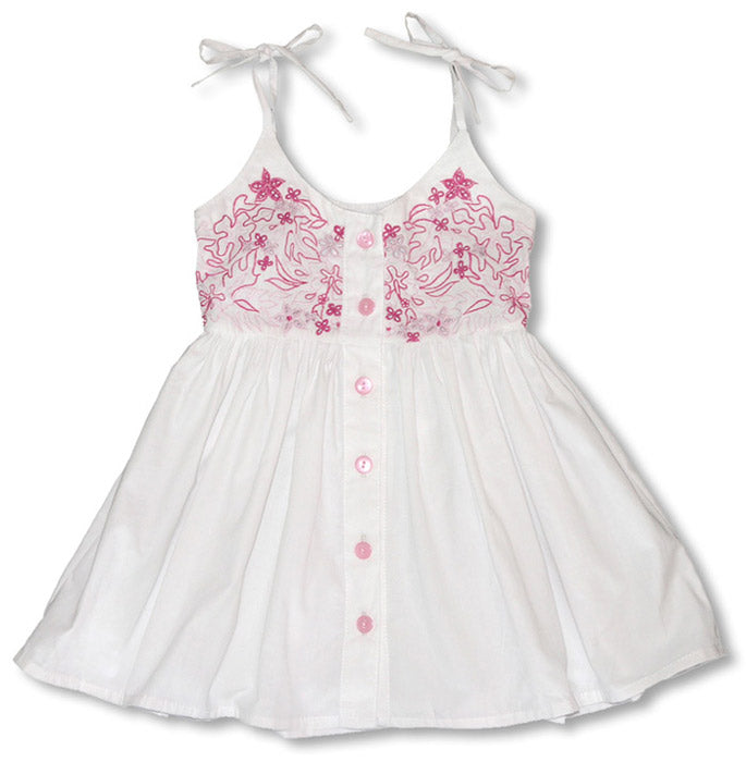 Embroidered girl's button front dress
