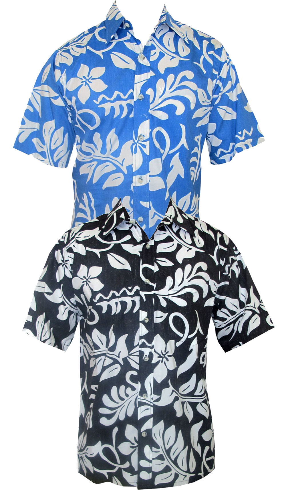 Lanai Reverse Print Placket Front Cotton Aloha Shirt