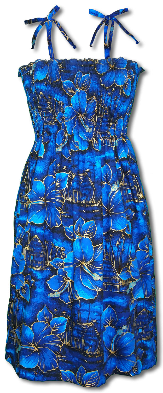 Golden Hibiscus Smocked Tube Dress