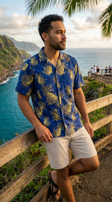 Golden Pineapples Mens Shirt — Men's Cotton Shirts — RJC (view 6)