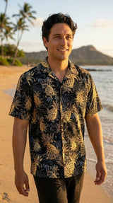 Golden Pineapples Mens Shirt — Men's Cotton Shirts — RJC (view 3)