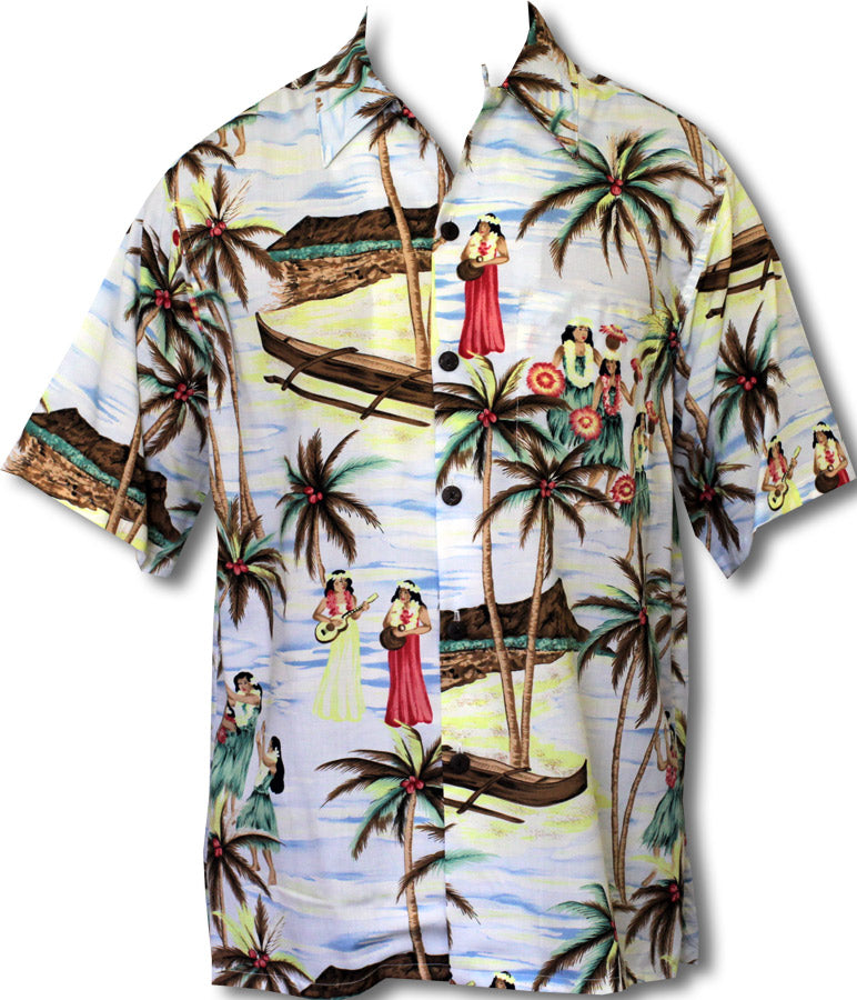 Halau Hula Girl School Men's Fujiette Aloha Shirt