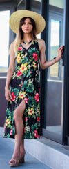 Hibiscus Flora Empire Mock Wrap Long Dress