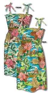 Hawaiian Folk Art Smocked Tube Dress