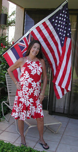 Classic Hawaiian Quilt Drop Waist Halter