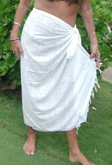 Hawaiian Symbols Wedding White Full Size Terivoile Sarong