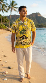 Hawaiian Palm Men's Vintage Rayon Shirt — Men's Rayon Shirts — Pineapple Juice (view 4)