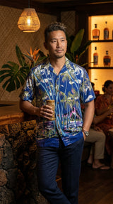 Hawaiian Palm Men's Vintage Rayon Shirt — Men's Rayon Shirts — Pineapple Juice (view 3)