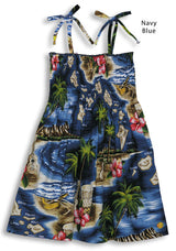 Hibiscus Hawaiian Islands Girls Smocked Dress