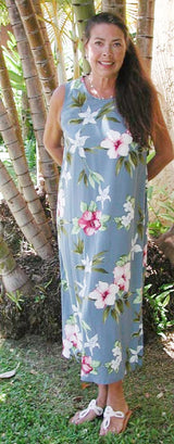 Hibiscus Summer Keyhole Back Slit Tank