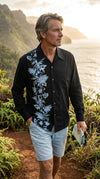 Hibiscus Panel Men's Long Sleeve Shirt — Men's Long Sleeve Shirts — Paradise Found
