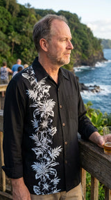 Hibiscus Panel Men's Long Sleeve Shirt — Men's Long Sleeve Shirts — Paradise Found (view 4)