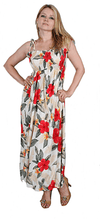 Leilani Hibiscus Long Smocked Dress