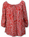 Monstera Christmas Red Womens Peasant Blouse