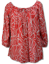Monstera Christmas Red Womens Peasant Blouse